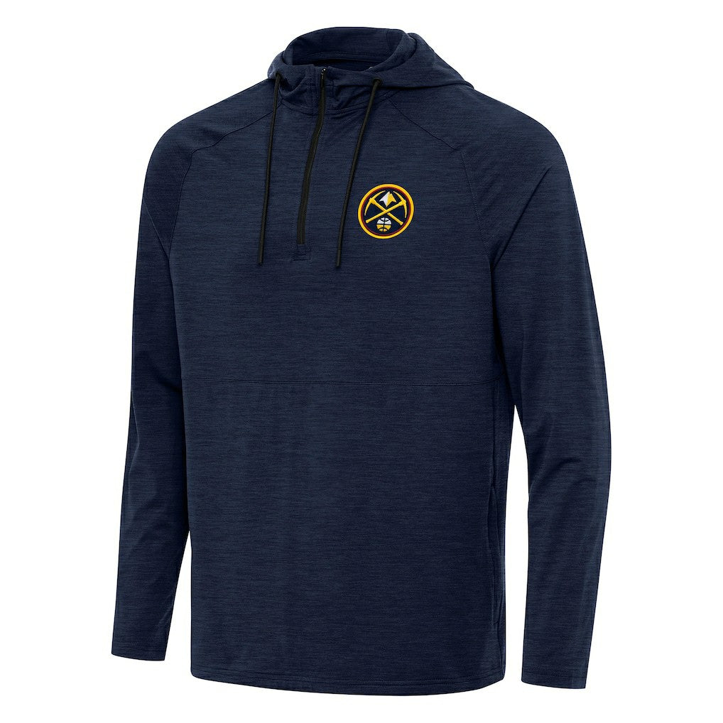 Denver Nuggets Antigua Spikes Raglan Quarter-Zip Hoodie sale - Heather Navy cheap