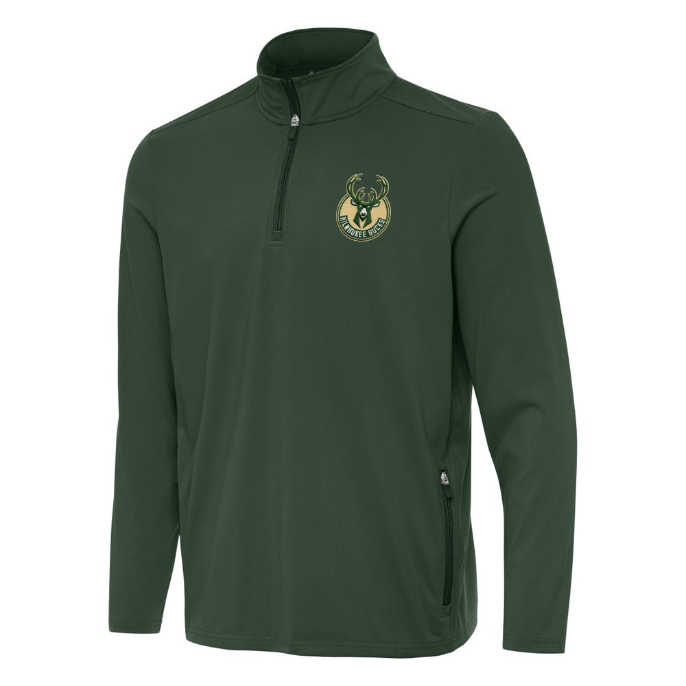 Milwaukee Bucks Antigua Perilous Quarter-Zip Sweatshirt - Hunter Green on sale