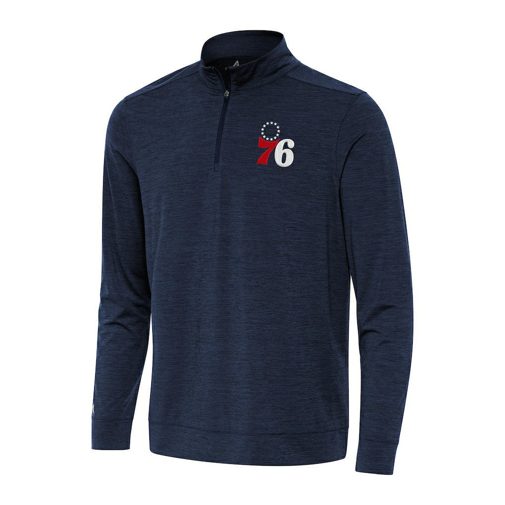 Philadelphia 76ers Antigua Bright Quarter-Zip Top - Heather Navy sale
