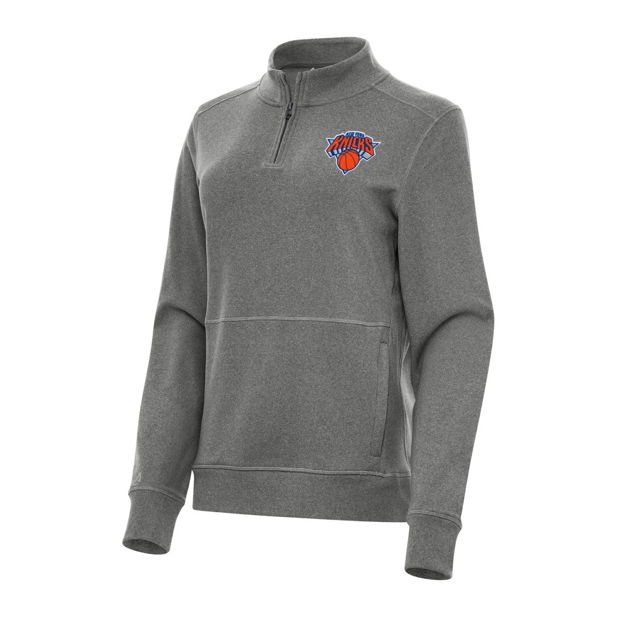 New York Knicks Antigua Women's Crush Quarter-Zip Fleece Sweatshirt - Heather Black outlet