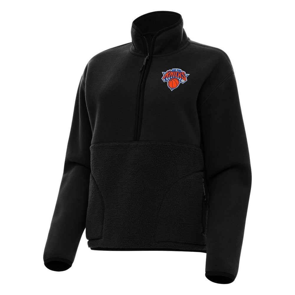 New York Knicks Antigua Women's Figure Half-Zip Pullover Sweatshirt - Black shop