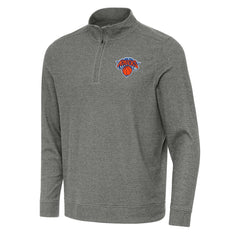 New York Knicks Antigua Subtle Quarter-Zip Sweatshirt - Heather Black discount