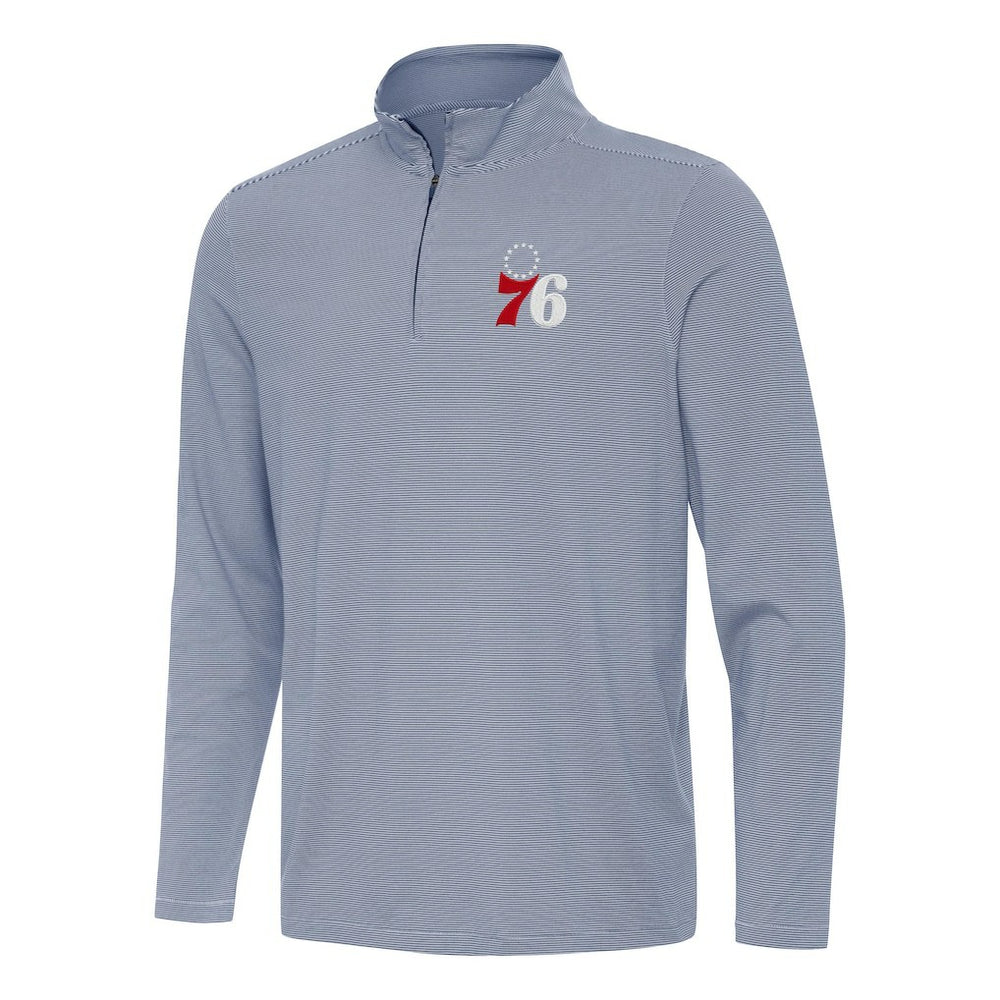Philadelphia 76ers Antigua Twine Quarter-Zip Top - Navy on sale