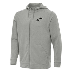 Utah Jazz Antigua Effortless Full-Zip Hoodie Jacket - Heather Gray shop