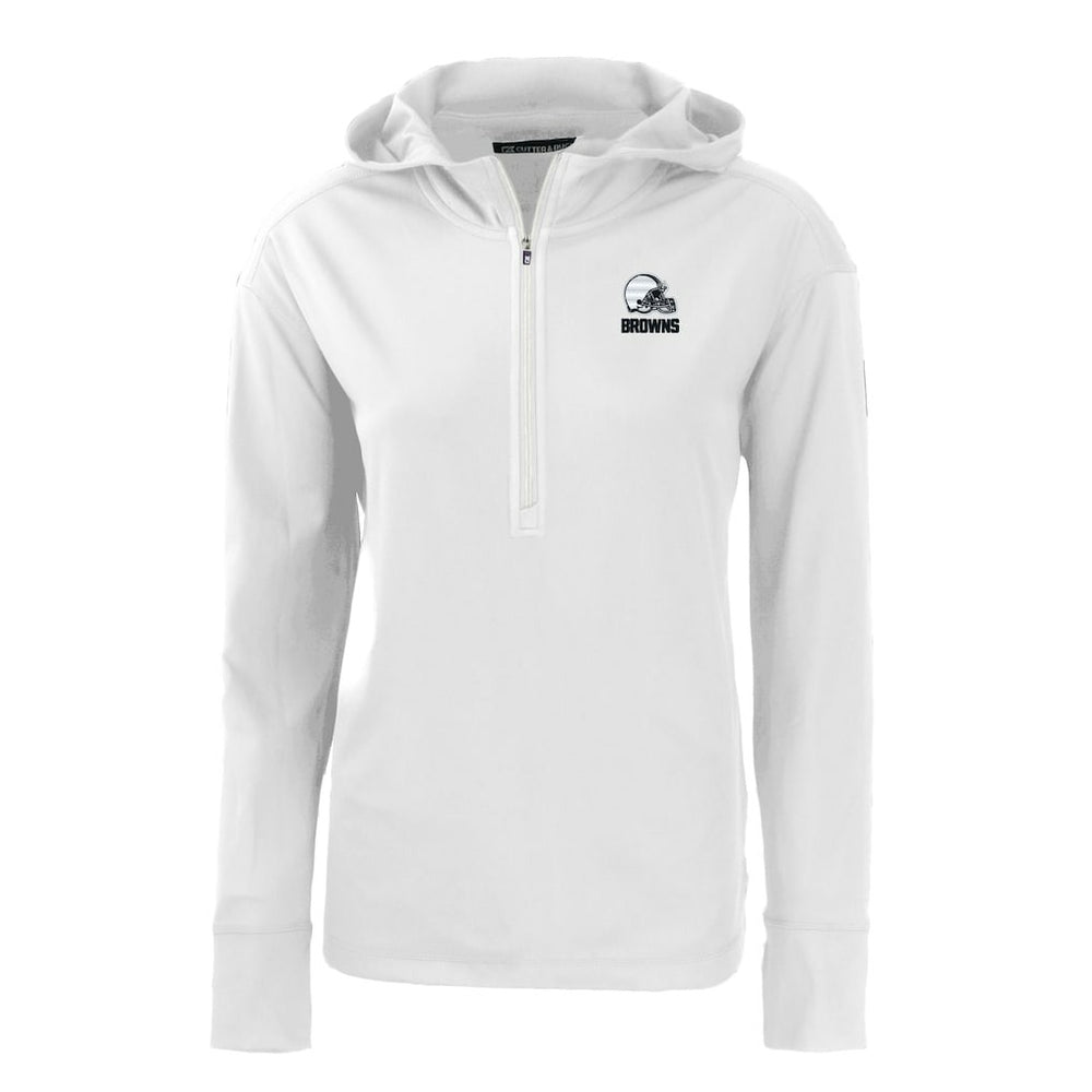 Cleveland Browns Cutter & Buck Women's Daybreak Eco Recycled Half-Zip Hoodie - White for sale