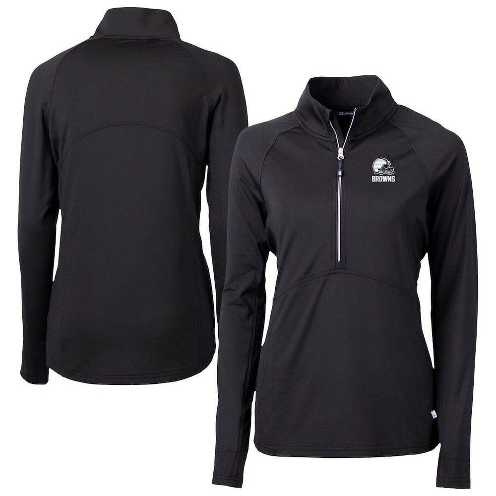 Cleveland Browns Cutter & Buck Women's Adapt Eco Knit Stretch Recycled Half-Zip Pullover Top - Black discount