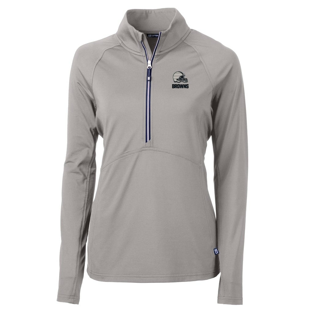Cleveland Browns Cutter & Buck Women's Adapt Eco Knit Stretch Recycled Half-Zip Pullover Top - Gray on sale