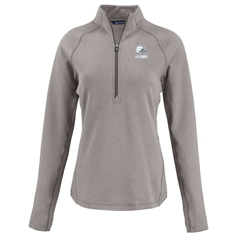 Cleveland Browns Cutter & Buck Women's Peshastin Eco Fleece Recycled Half-Zip Pullover Top - Heather Gray cheap