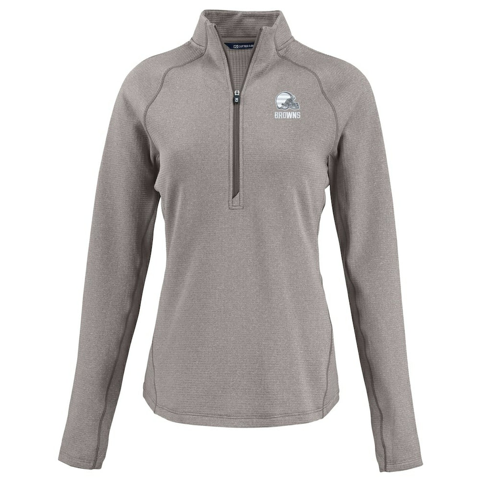 Cleveland Browns Cutter & Buck Women's Peshastin Eco Fleece Recycled Half-Zip Pullover Top - Heather Gray cheap