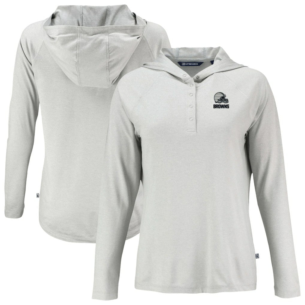 Cleveland Browns Cutter & Buck Women's Coastline Epic Comfort Eco Recycled Quarter-Snap Long Sleeve Hoodie T-Shirt - Gray outlet