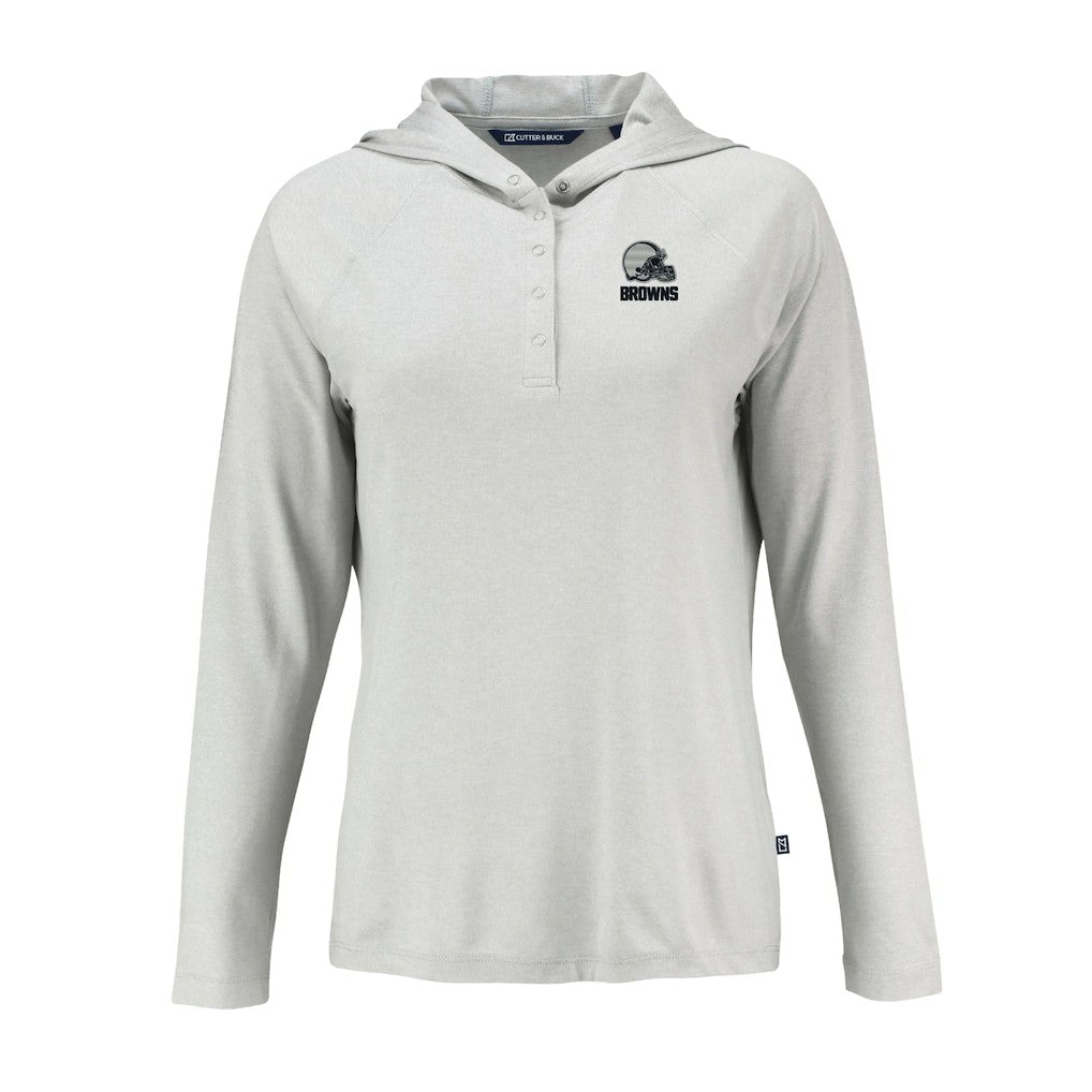 Cleveland Browns Cutter & Buck Women's Coastline Epic Comfort Eco Recycled Quarter-Snap Long Sleeve Hoodie T-Shirt - Gray outlet