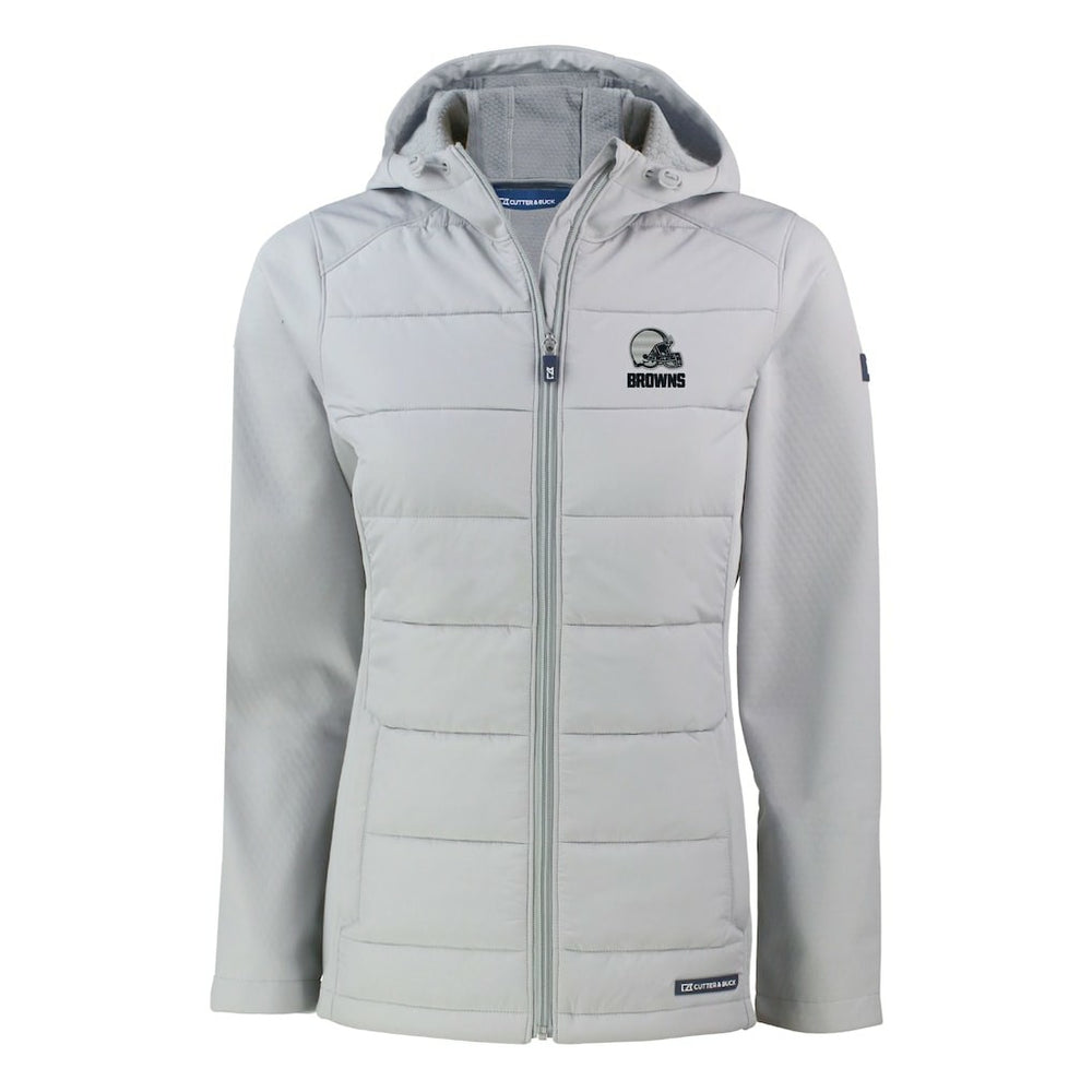 Cleveland Browns Cutter & Buck Women's Evoke Hybrid Eco Softshell Recycled Full-Zip Hooded Jacket - Gray sale