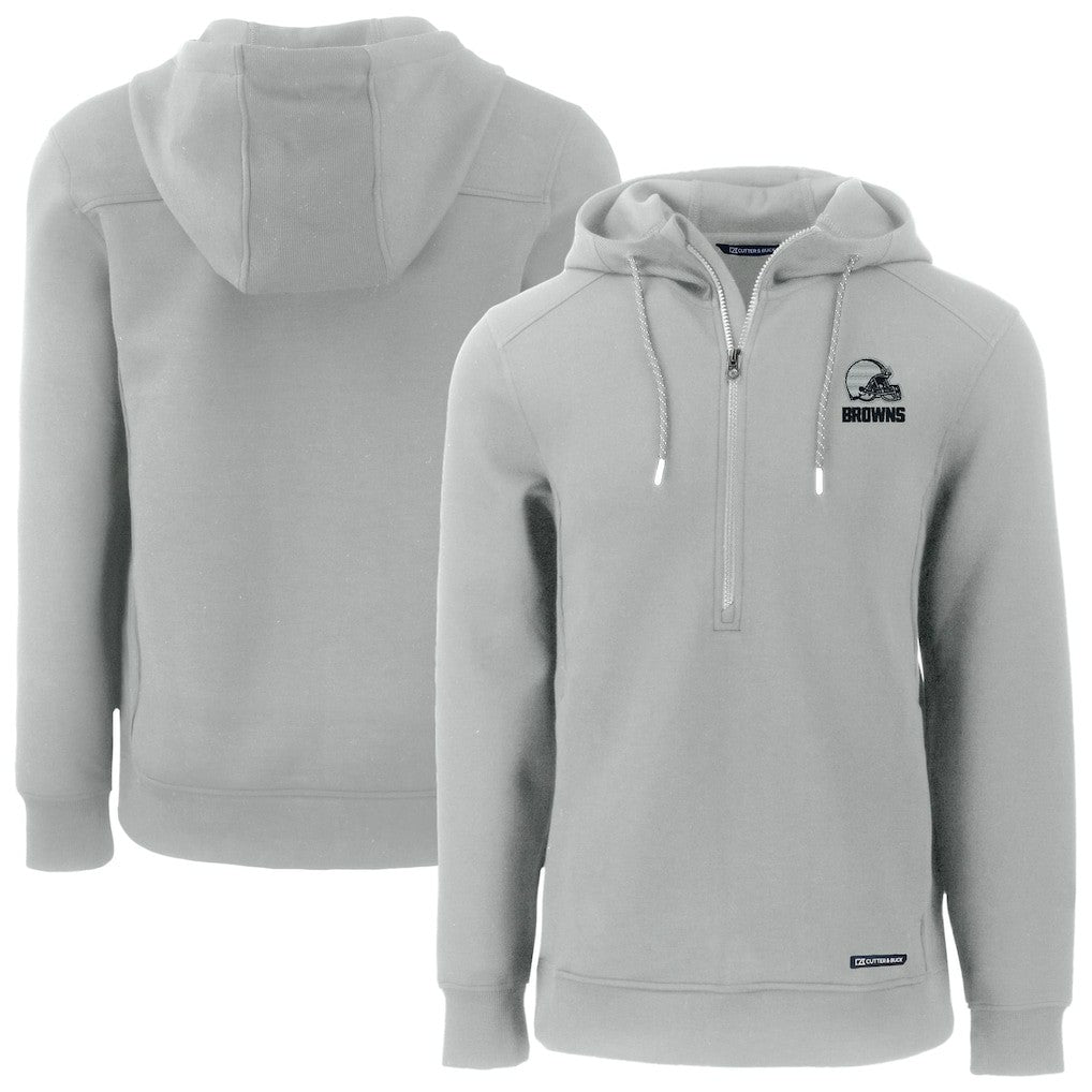Cleveland Browns Cutter & Buck Roam Eco Recycled Half-Zip Pullover Hoodie - Gray discount