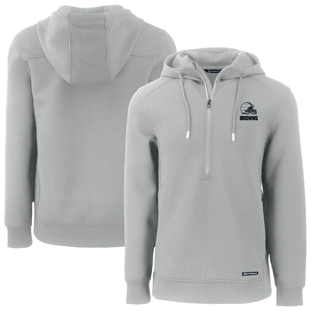 Cleveland Browns Cutter & Buck Roam Eco Recycled Half-Zip Pullover Hoodie - Gray discount