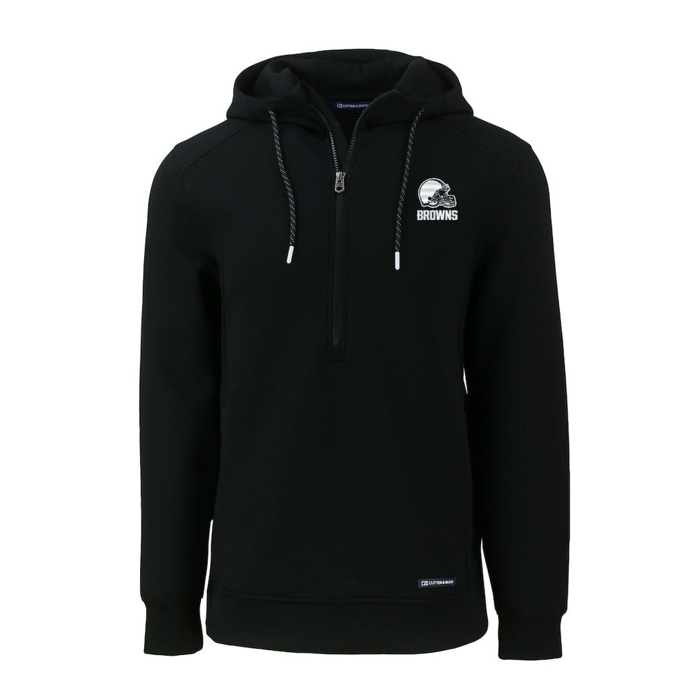 Cleveland Browns Cutter & Buck Roam Eco Recycled Half-Zip Pullover Hoodie - Black on sale