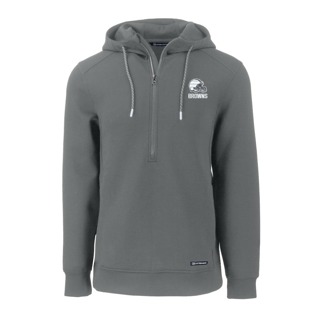 Cleveland Browns Cutter & Buck Roam Eco Recycled Half-Zip Pullover Hoodie - Gray for sale