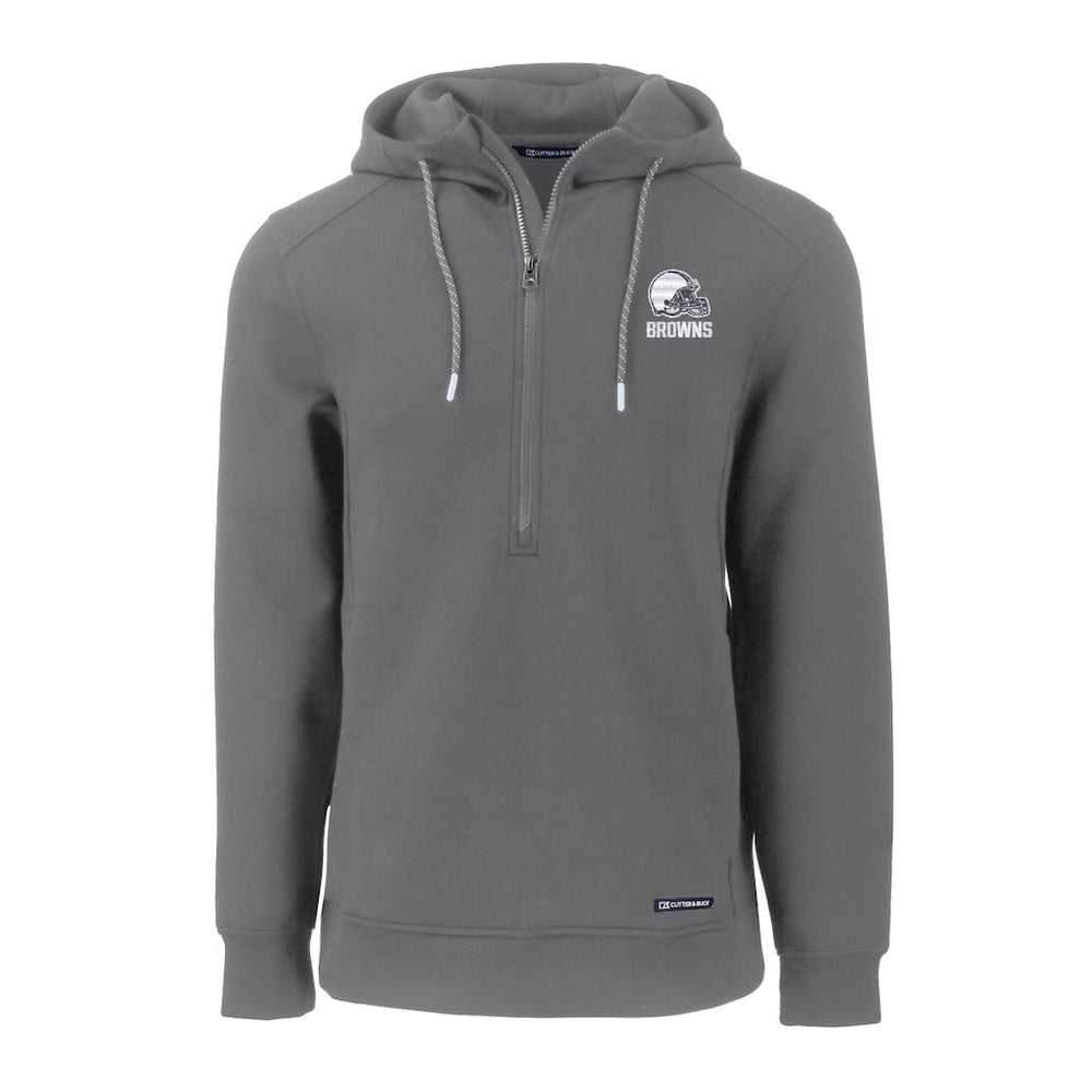Cleveland Browns Cutter & Buck Roam Eco Recycled Half-Zip Pullover Hoodie - Gray for sale