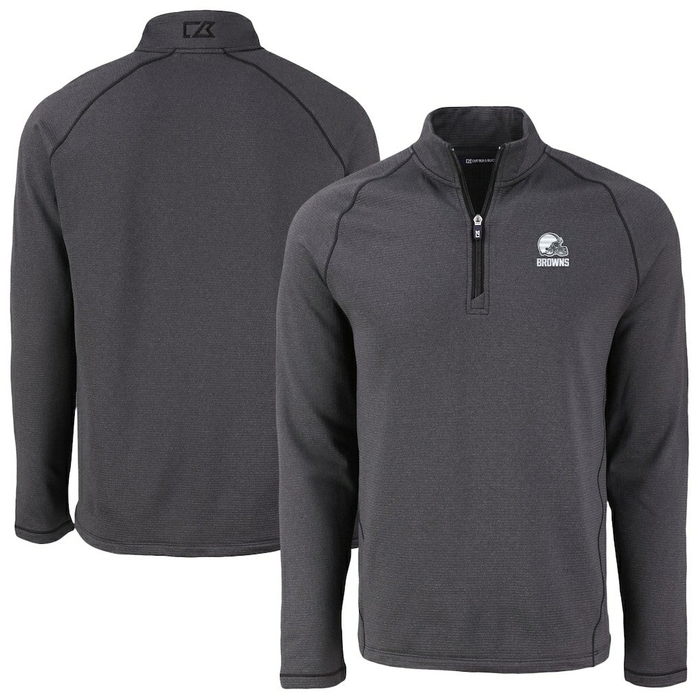Cleveland Browns Cutter & Buck Peshastin Eco Fleece Recycled Half-Zip Pullover - Heather Black outlet