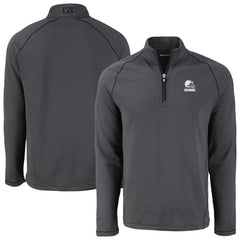 Cleveland Browns Cutter & Buck Peshastin Eco Fleece Recycled Half-Zip Pullover - Heather Black outlet