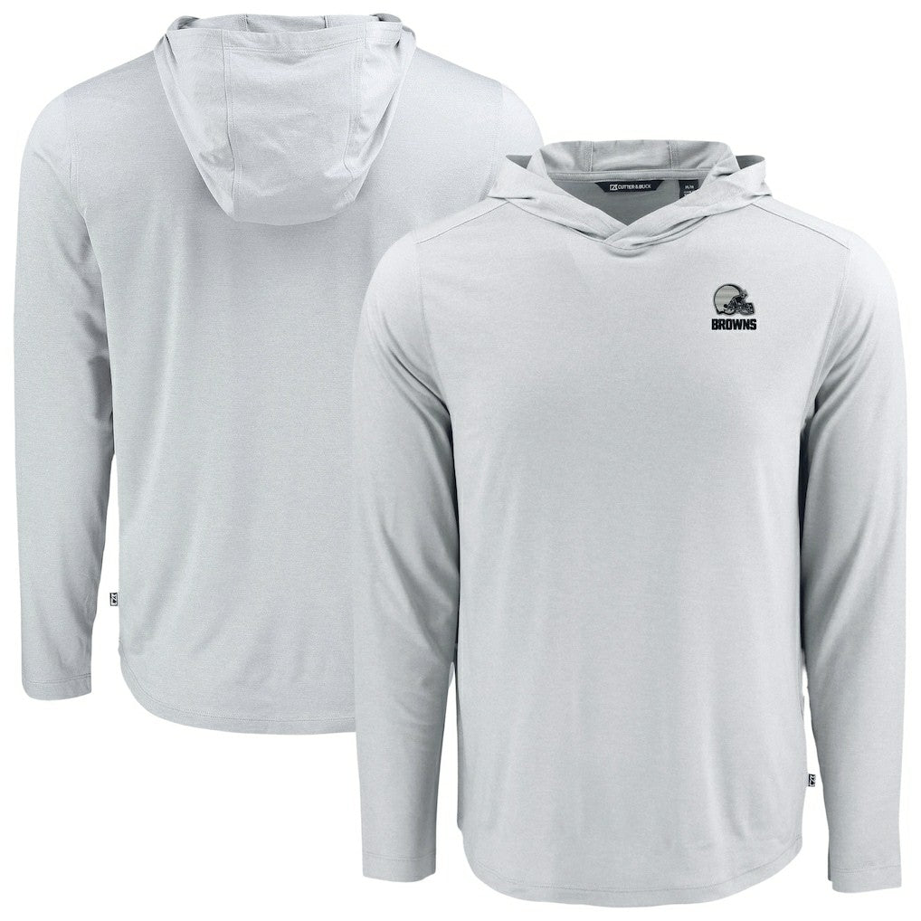 Cleveland Browns Cutter & Buck Coastline Epic Comfort Eco Recycled Long Sleeve Hooded T-Shirt - Gray outlet