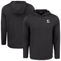Cleveland Browns Cutter & Buck Coastline Epic Comfort Eco Recycled Long Sleeve Hooded T-Shirt - Black on sale