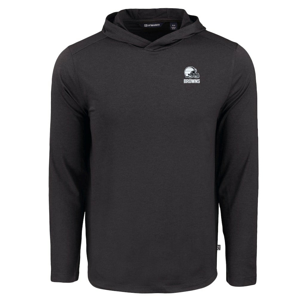 Cleveland Browns Cutter & Buck Coastline Epic Comfort Eco Recycled Long Sleeve Hooded T-Shirt - Black on sale