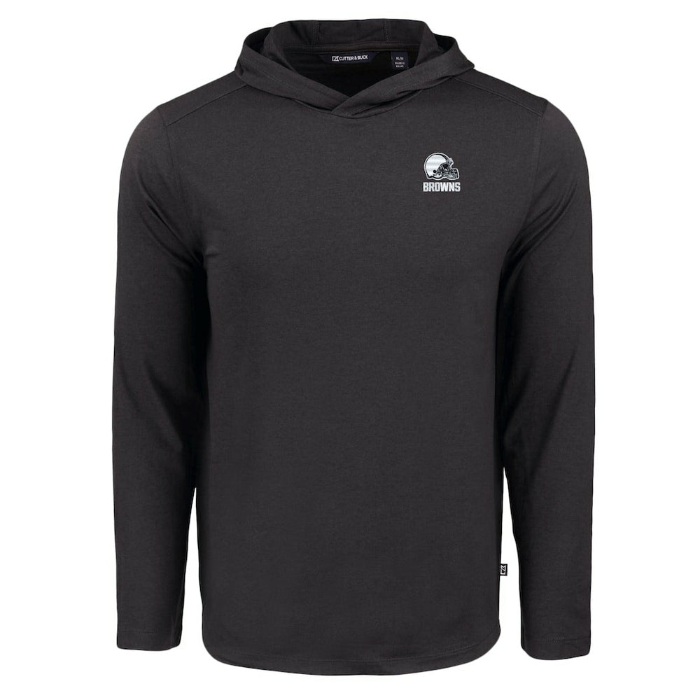Cleveland Browns Cutter & Buck Coastline Epic Comfort Eco Recycled Long Sleeve Hooded T-Shirt - Black on sale