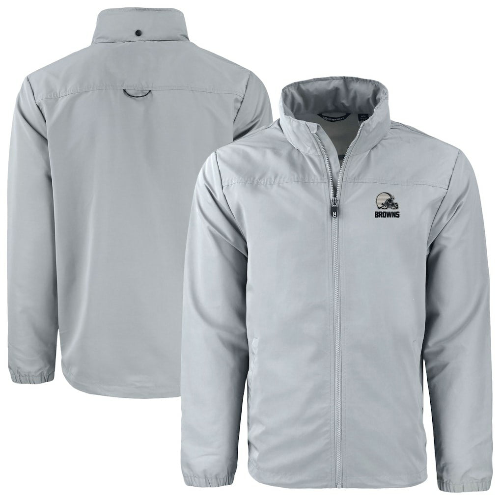 Cleveland Browns Cutter & Buck Charter Eco Recycled Full-Zip Hoodie Jacket - Gray discount