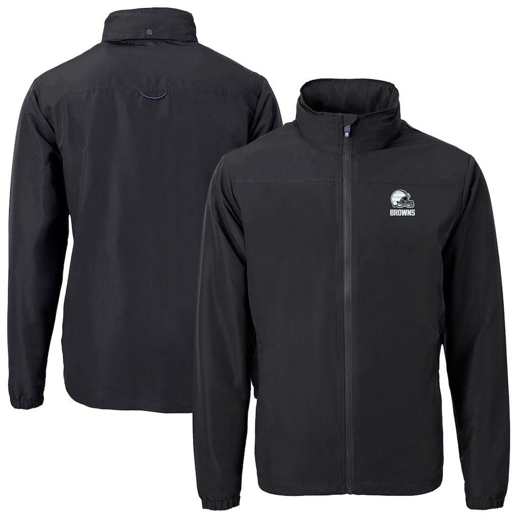 Cleveland Browns Cutter & Buck Charter Eco Recycled Full-Zip Hoodie Jacket - Black cheap