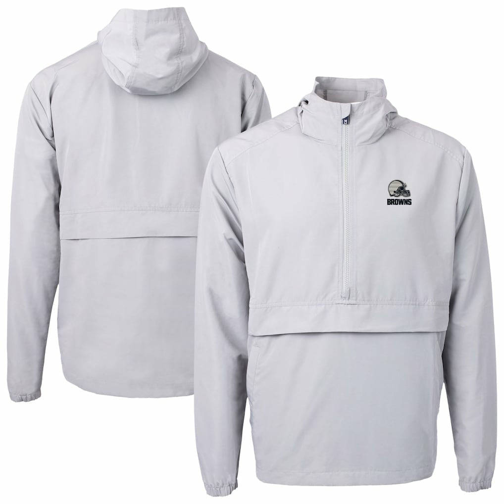 Cleveland Browns Cutter & Buck Charter Eco Recycled Anorak Half-Zip Hoodie Jacket - Gray outlet