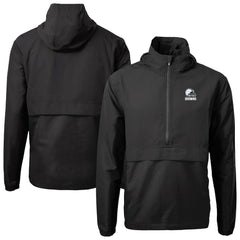 Cleveland Browns Cutter & Buck Charter Eco Recycled Anorak Half-Zip Hoodie Jacket - Black sale