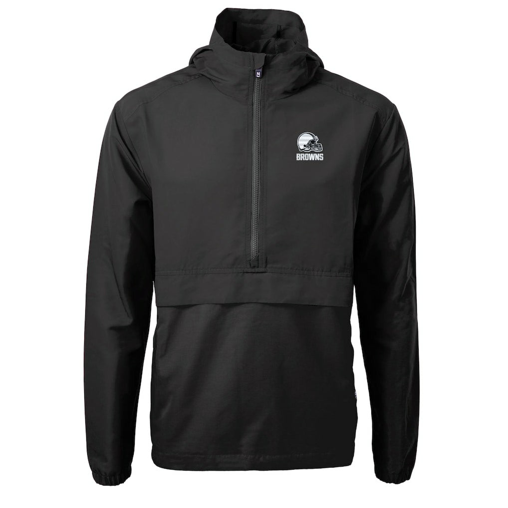 Cleveland Browns Cutter & Buck Charter Eco Recycled Anorak Half-Zip Hoodie Jacket - Black sale