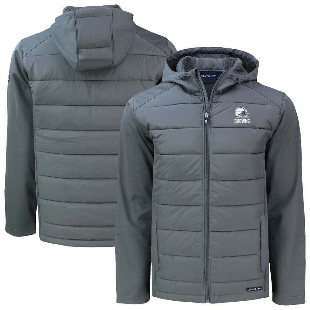 Cleveland Browns Cutter & Buck Evoke Hybrid Eco Softshell Recycled Full-Zip Hooded Jacket - Gray on sale