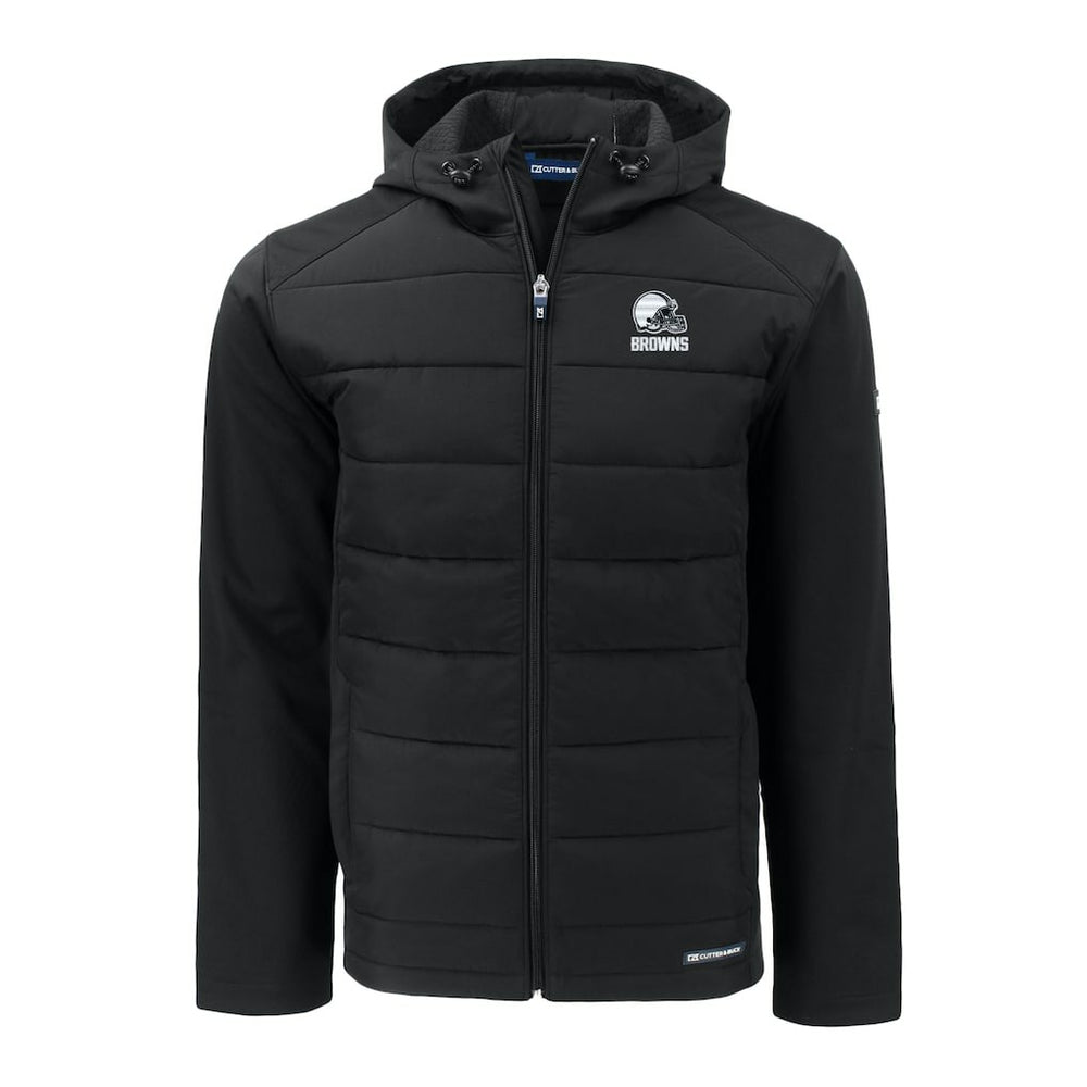 Cleveland Browns Cutter & Buck Evoke Hybrid Eco Softshell Recycled Full-Zip Hooded Jacket - Black cheap