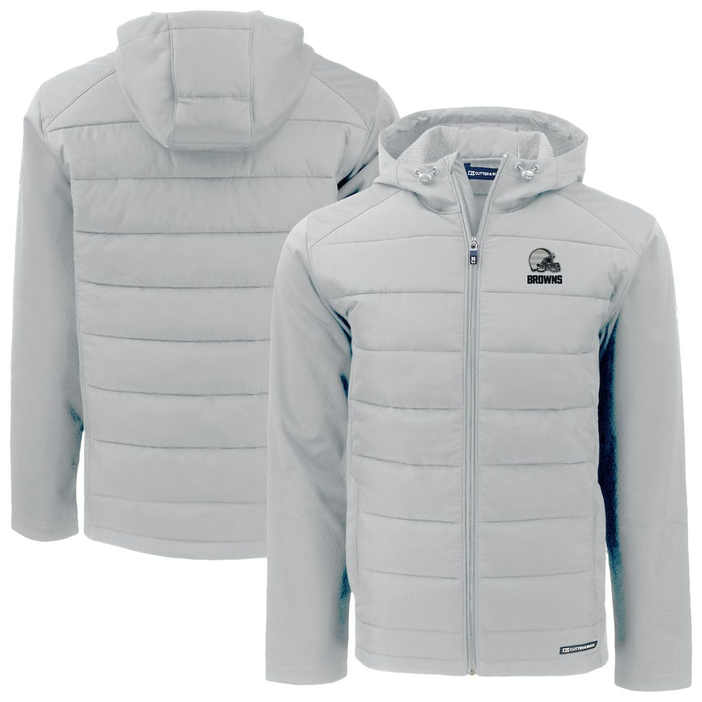 Cleveland Browns Cutter & Buck Evoke Hybrid Eco Softshell Recycled Full-Zip Hooded Jacket - Gray sale