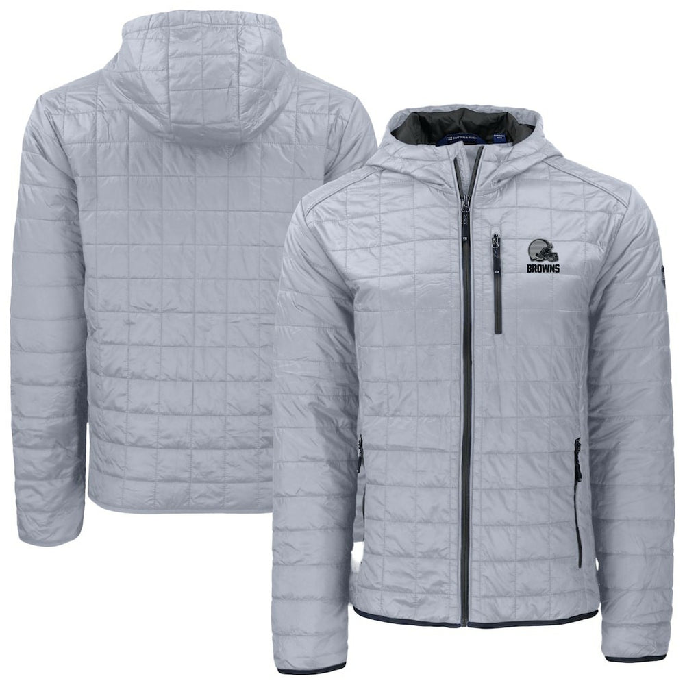 Cleveland Browns Cutter & Buck Rainier Primaloft Eco Full-Zip Hooded Jacket - Gray on sale