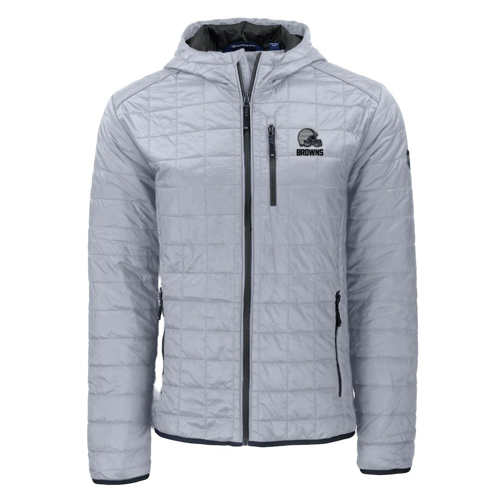 Cleveland Browns Cutter & Buck Rainier Primaloft Eco Full-Zip Hooded Jacket - Gray on sale