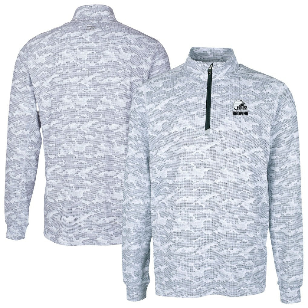 Cleveland Browns Cutter & Buck Big & Tall Traverse Stretch Eco Camo Print Quarter-Zip Top - Charcoal online