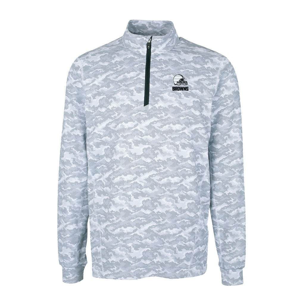 Cleveland Browns Cutter & Buck Big & Tall Traverse Stretch Eco Camo Print Quarter-Zip Top - Charcoal online