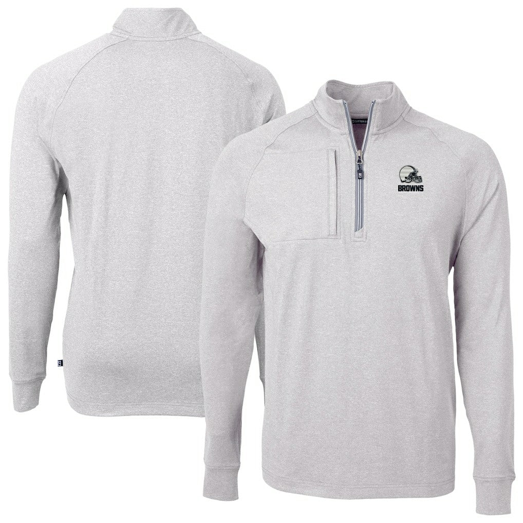 Cleveland Browns Cutter & Buck Big & Tall Adapt Eco Knit Quarter-Zip Top - Heather Gray discount