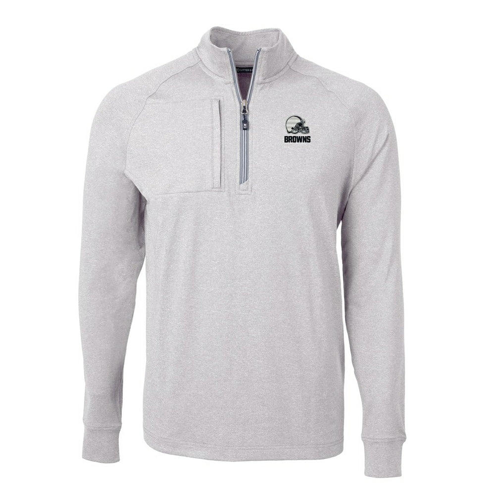 Cleveland Browns Cutter & Buck Big & Tall Adapt Eco Knit Quarter-Zip Top - Heather Gray discount