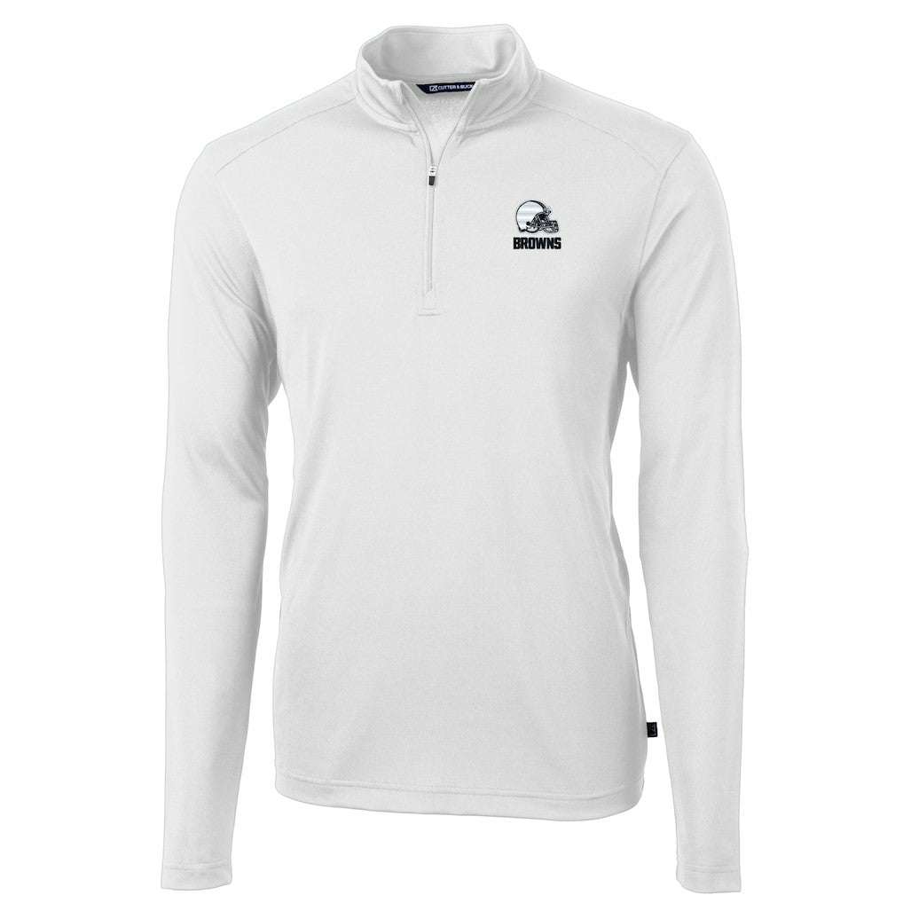 Cleveland Browns Cutter & Buck Big & Tall Virtue Eco Pique Recycled Quarter-Zip Pullover Top - White online