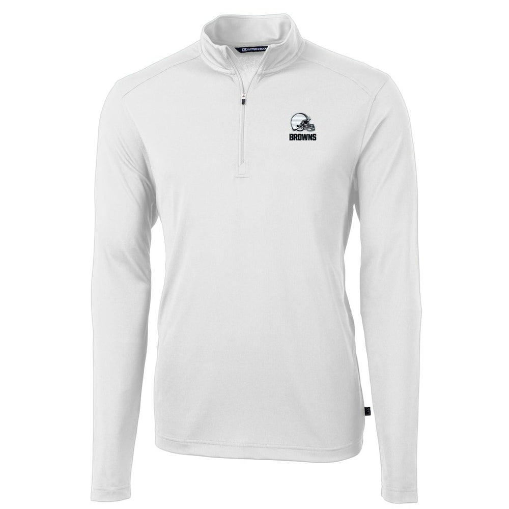 Cleveland Browns Cutter & Buck Big & Tall Virtue Eco Pique Recycled Quarter-Zip Pullover Top - White online
