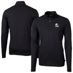 Cleveland Browns Cutter & Buck Big & Tall Virtue Eco Pique Recycled Quarter-Zip Pullover Top - Black cheap