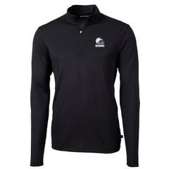 Cleveland Browns Cutter & Buck Big & Tall Virtue Eco Pique Recycled Quarter-Zip Pullover Top - Black cheap