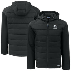 Cleveland Browns Cutter & Buck Big & Tall Evoke Hybrid Eco Softshell Recycled Full-Zip Hooded Jacket - Black on sale