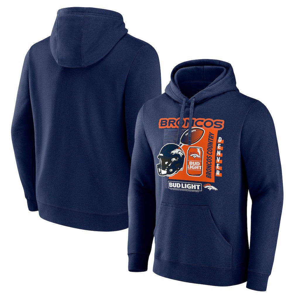 Denver Broncos Bud Light Pullover Hoodie - Navy on sale