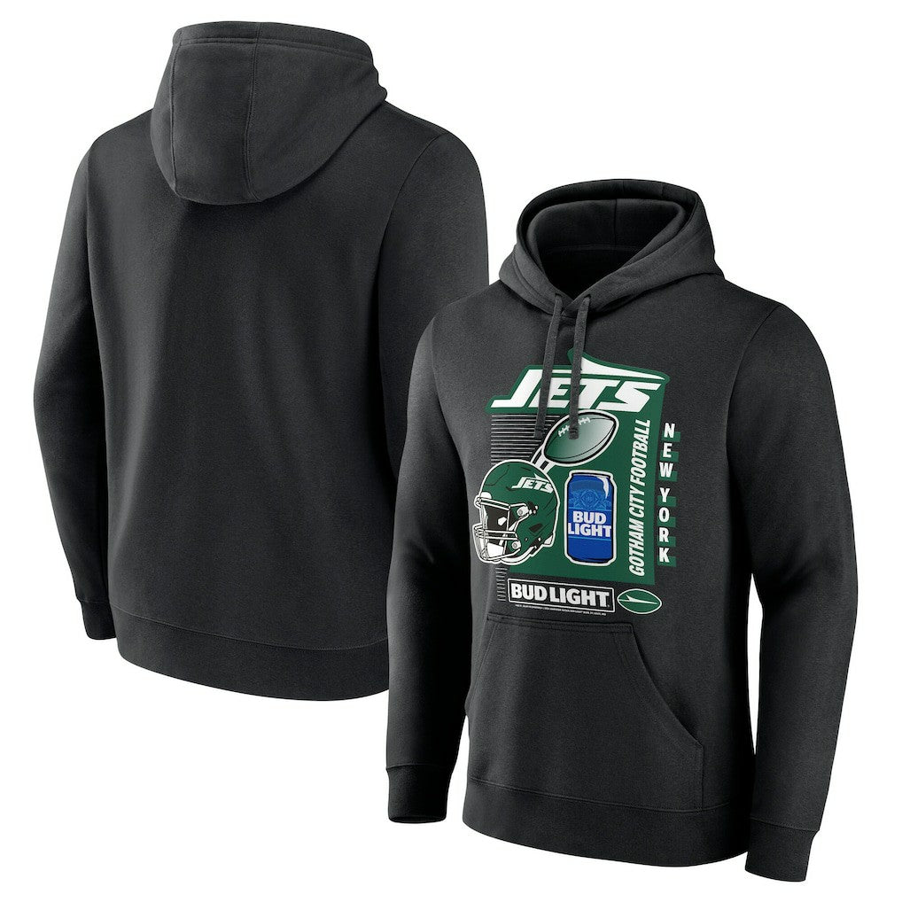 New York Jets Bud Light Pullover Hoodie - Black for sale
