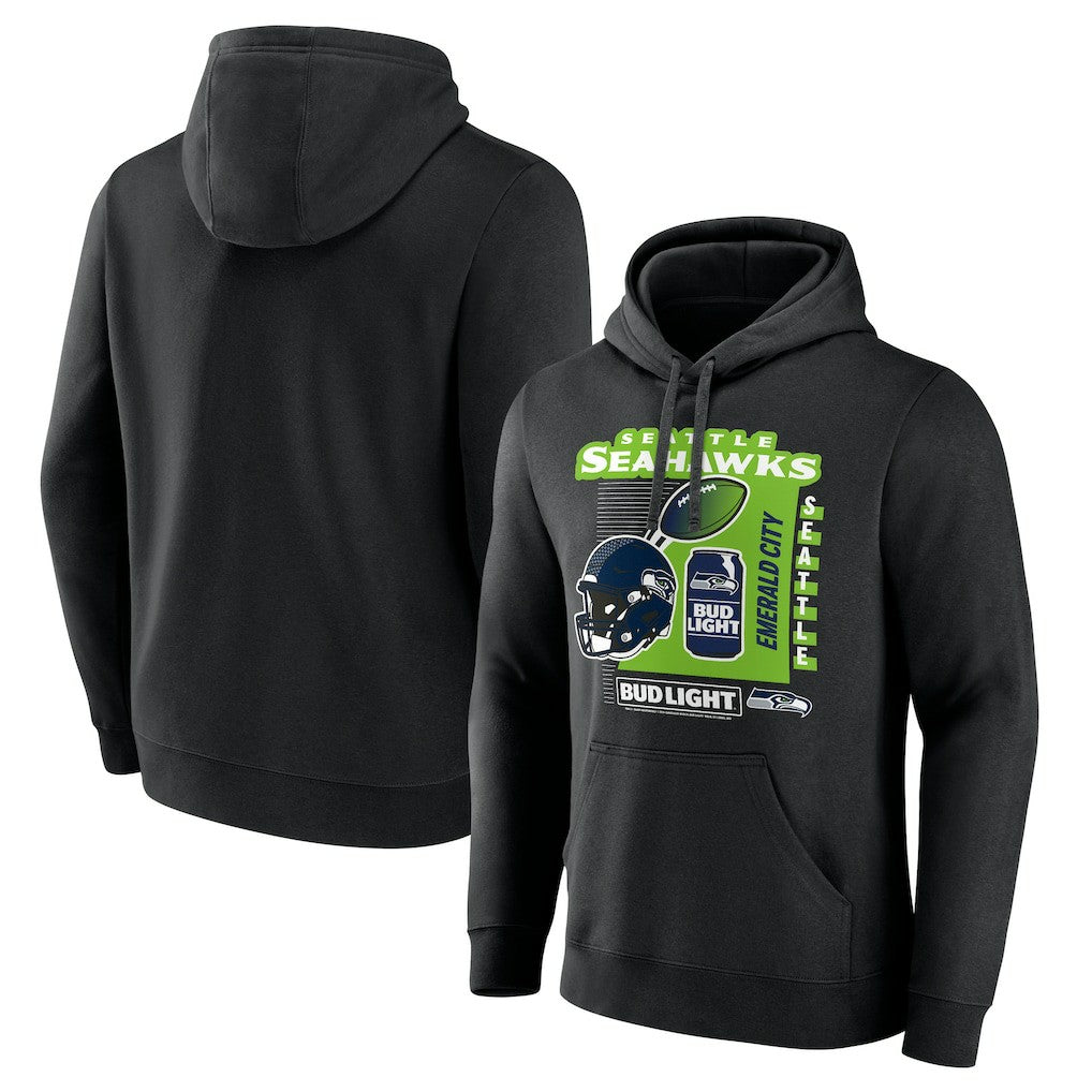 Seattle Seahawks Bud Light Pullover Hoodie - Black on sale