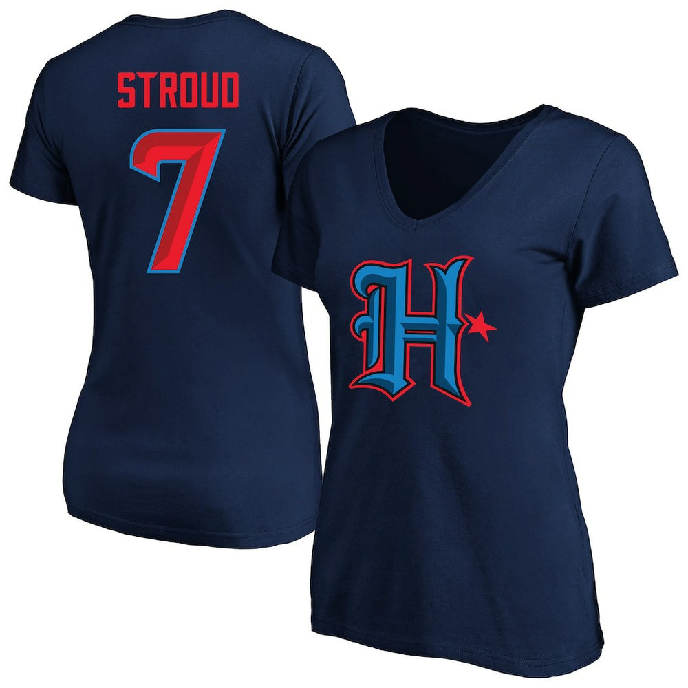 C.J. Stroud Houston Texans Women's Plus Size Fair Catch Name & Number Scoop Neck T-Shirt - Navy discount